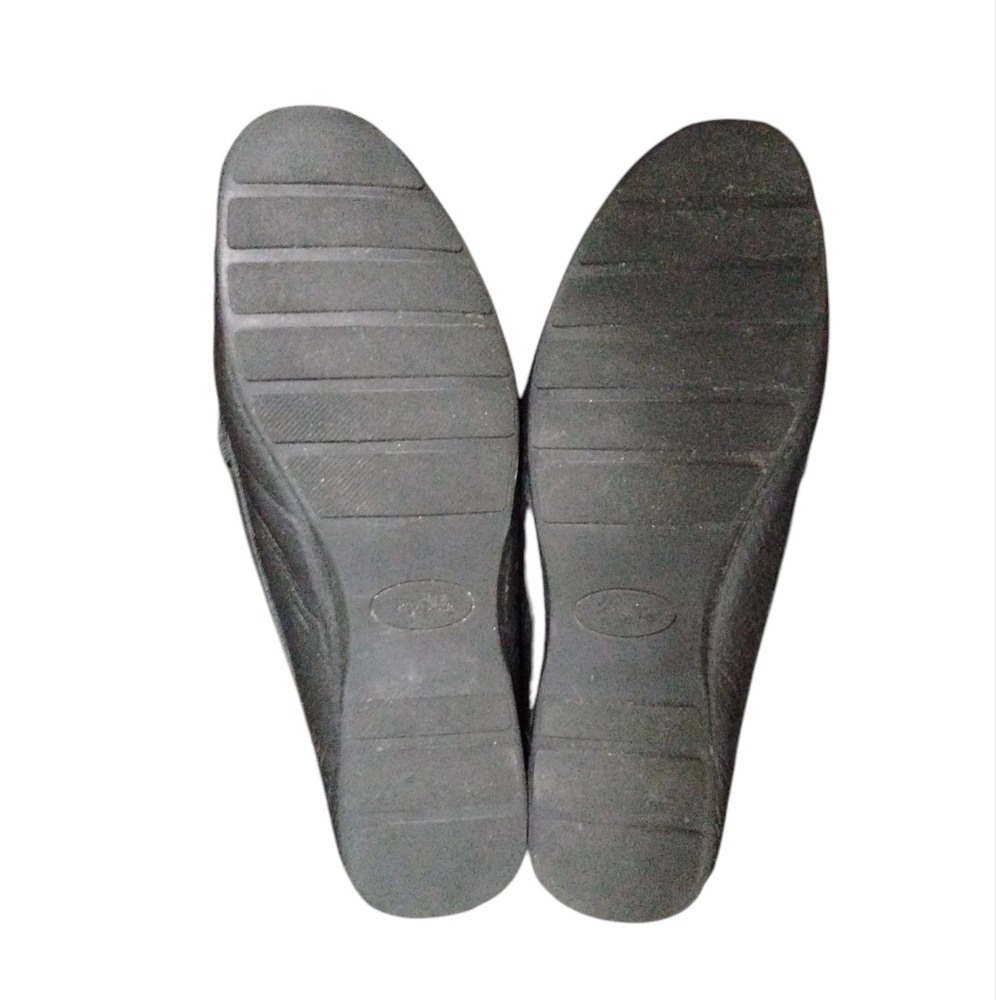 Coach Black Leather Loafers with Gold Accent - Picture 7 of 11